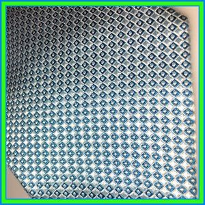 teal silver squres n dots 100% silk